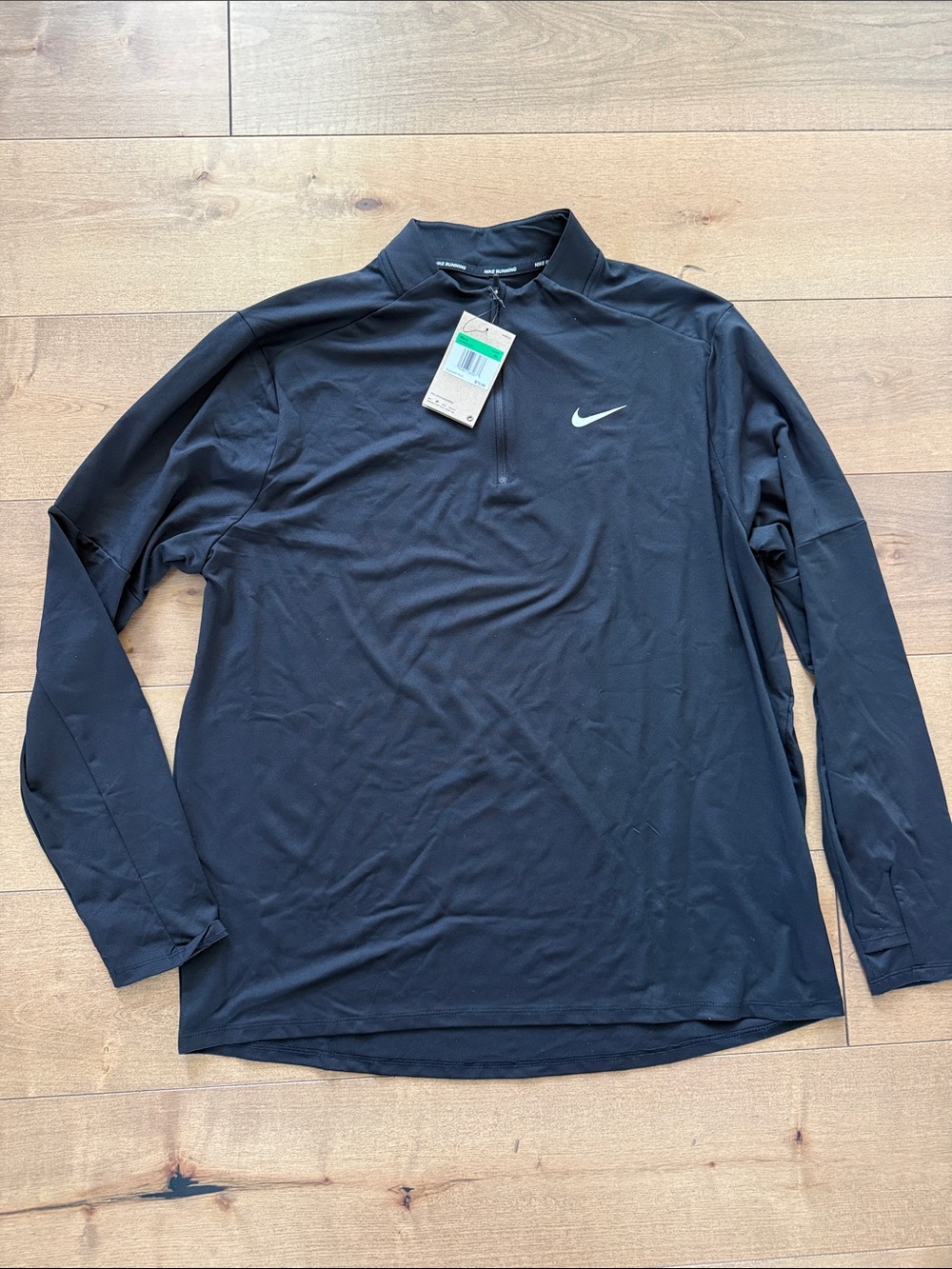 NWT Nike Black Long-Sleeve Quarter-Zip Performance Top